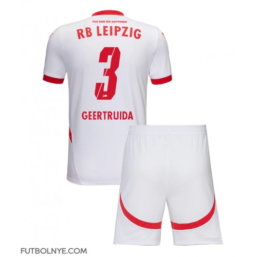 Camiseta RB Leipzig Lutsharel Geertruida #3 Primera Equipación para niños 2024-25 manga corta (+ pantalones cortos)